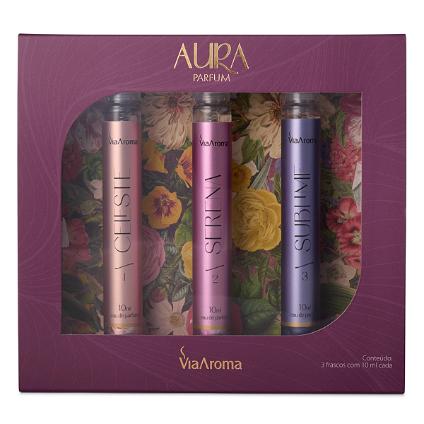 Kit 3 Perfumes Aura Parfum Via Aroma