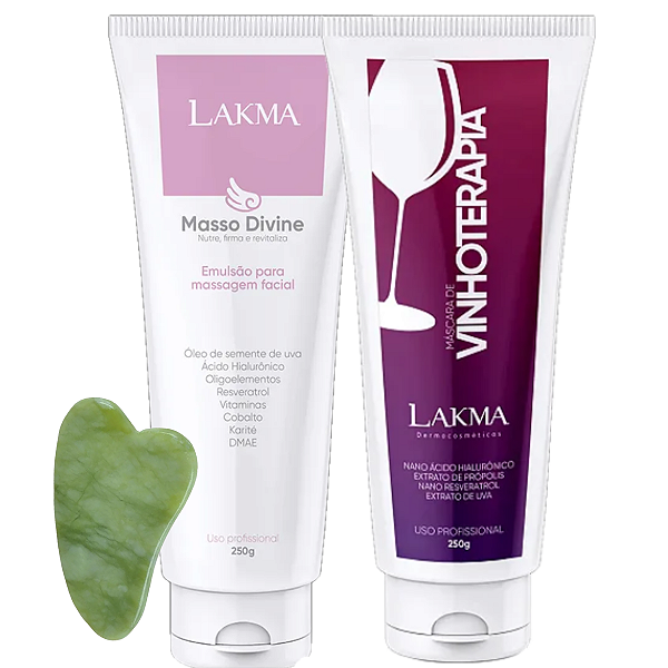 Kit Máscara Vinhoterapia E Masso Divine Brinde Guasha Lakma