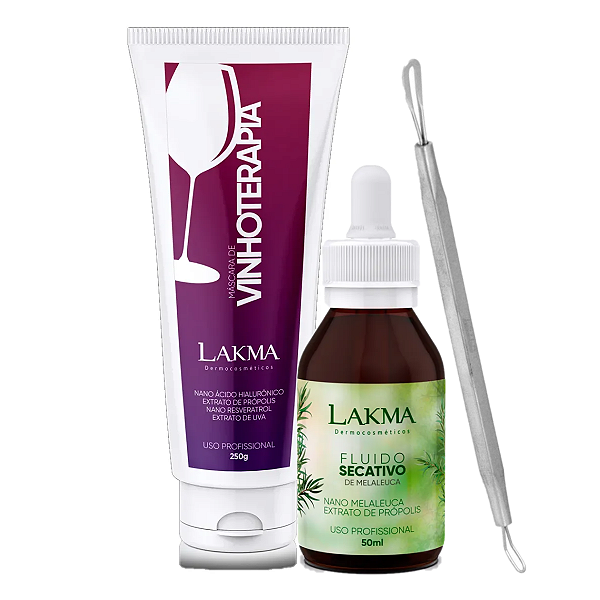 Kit Pele Acneica Oleosa Vinhoterapia E Secativo Brinde Cureta Lakma