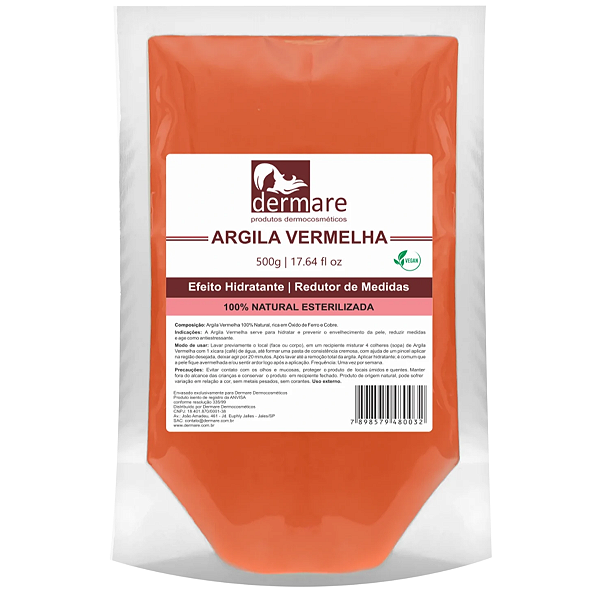Argila Corporal Facial 100% Natural Dermare 500g