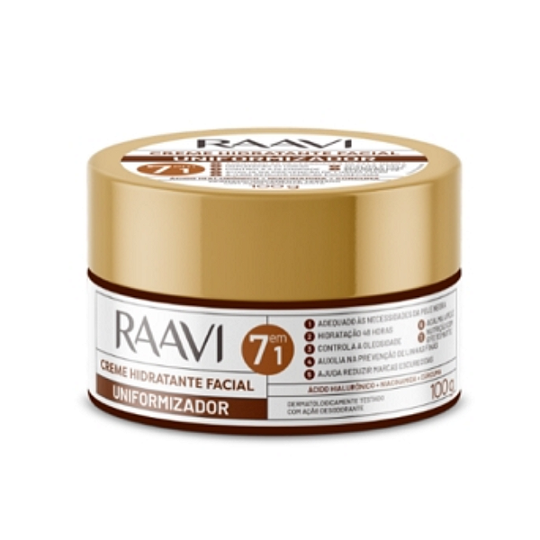 Creme Facial Hidratante Uniformizador 7 em 1 Peles Negras Raavi