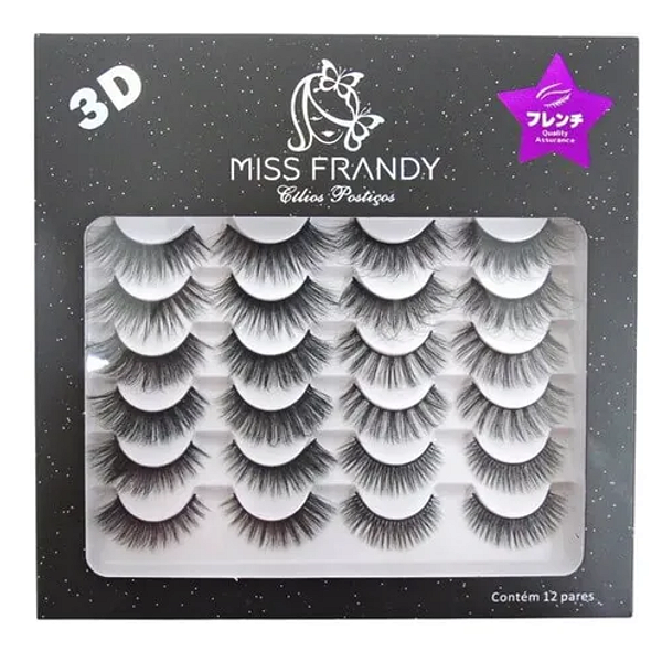 Cílios Postiços Miss Frandy 3D 12 Pares