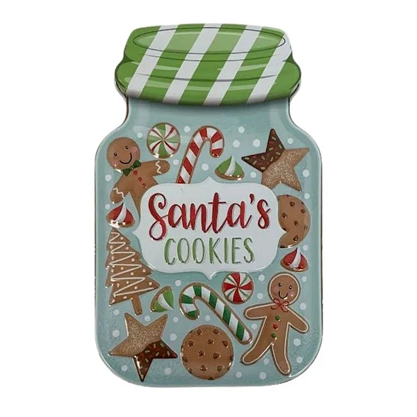 Lata de Metal de Natal Pote Santa´s Cookies