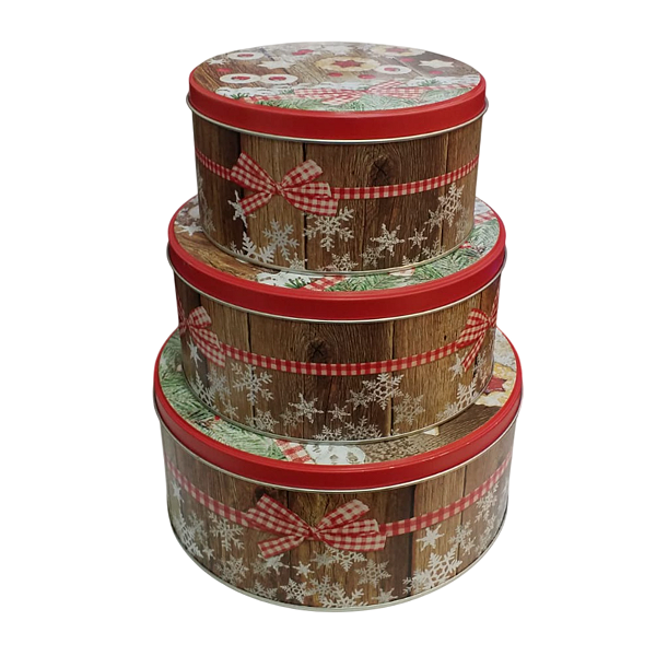 Kit 3 Latas Redondas Cookies Natalinas P M e G