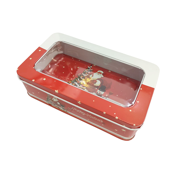 Lata Natalina Retangular Visor Feliz Natal Natalina