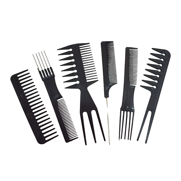 Kit 6 Pentes Para Cabelos Preto