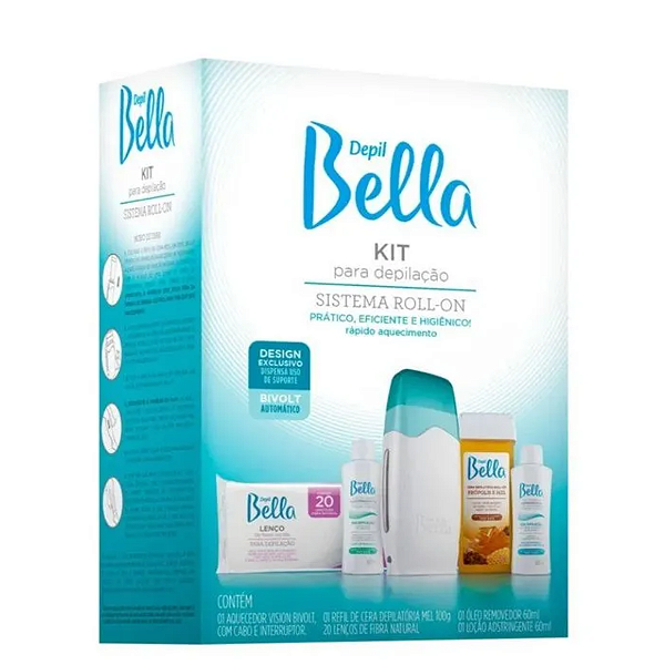 Kit Completo Pré e Pós Depilação Sistema Roll-On 5 itens Depil Bella