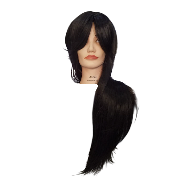 Peruca Longa Franja Lisa Fibra Orgânica