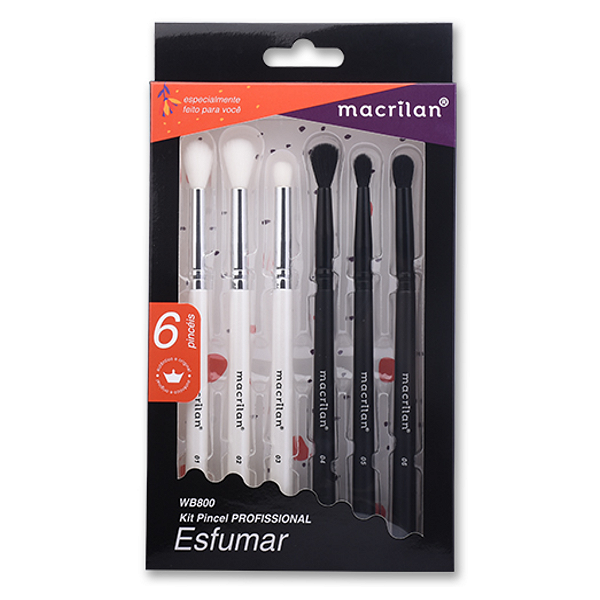 Kit 6 Pincéis Profissionais Esfumar WB800 Macrilan