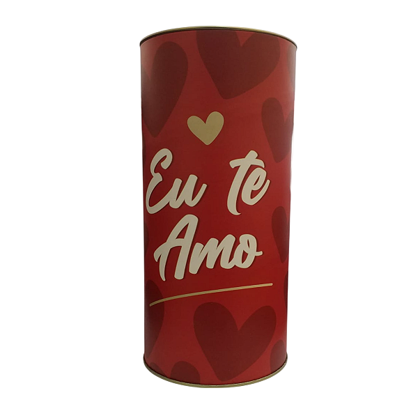 Lata Tubo Decorativo Eu Te Amo Vermelho