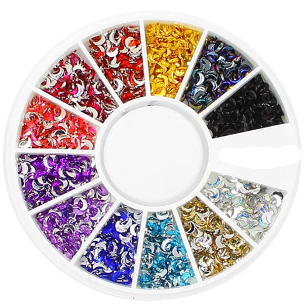 Strass Pedrarias Meia Lua Disco Colorido Nail Designer