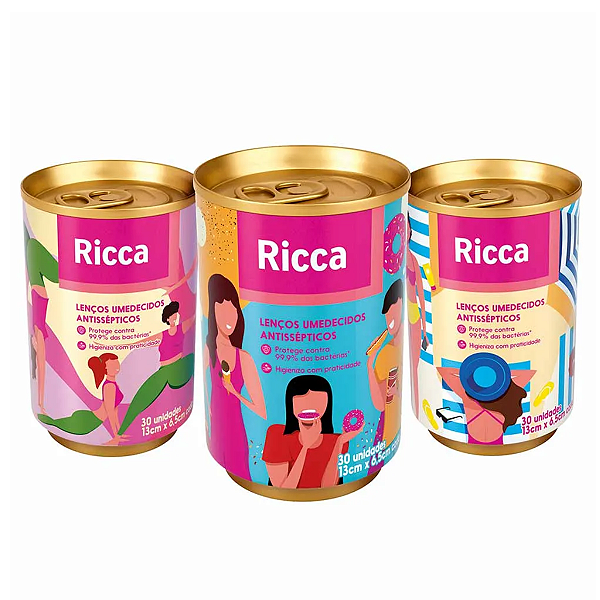 Lenços Umedecidos Antissepticos Latinha Unidade Ricca