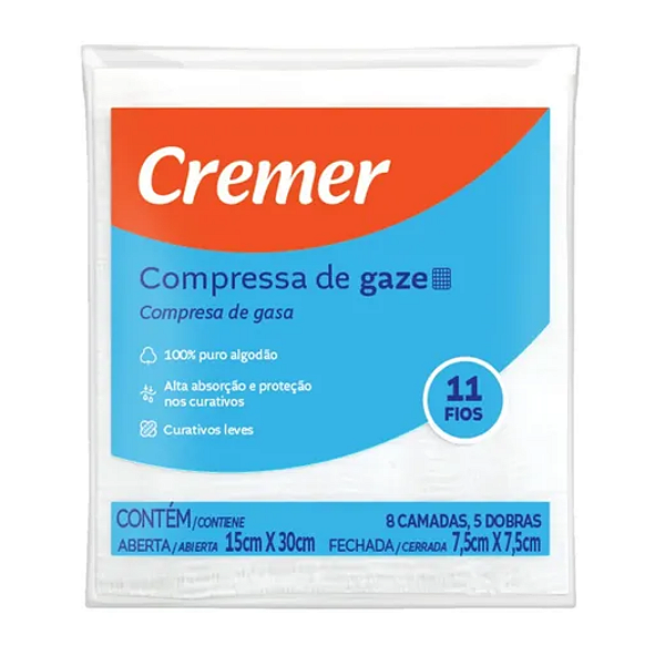 Compressa Gaze Cremer 11 Fios Envelope Unidade