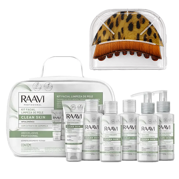 Kit Limpeza Hipoalergênico Clean Skin Raavi e Escova Lifting Facial