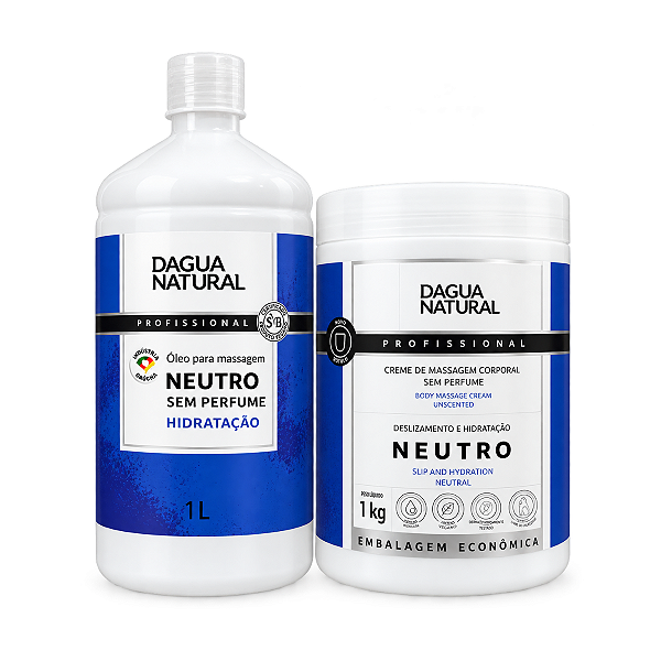 Kit Creme e Óleo Massagem Corporal Neutro D'Agua Natural