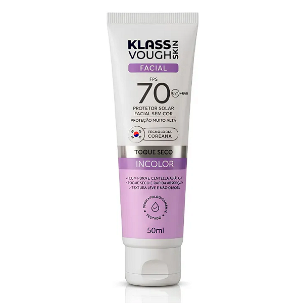 Protetor Solar Facial Incolor FPS70 Klass Vough 50ml