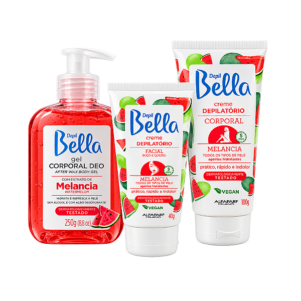 Kit Depilação Em Creme Facial e Corporal Melancia Depil Bella