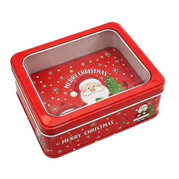 Lata Decorativa Natalina Papai Noel Vermelha 5,5x13x5,10,5cm