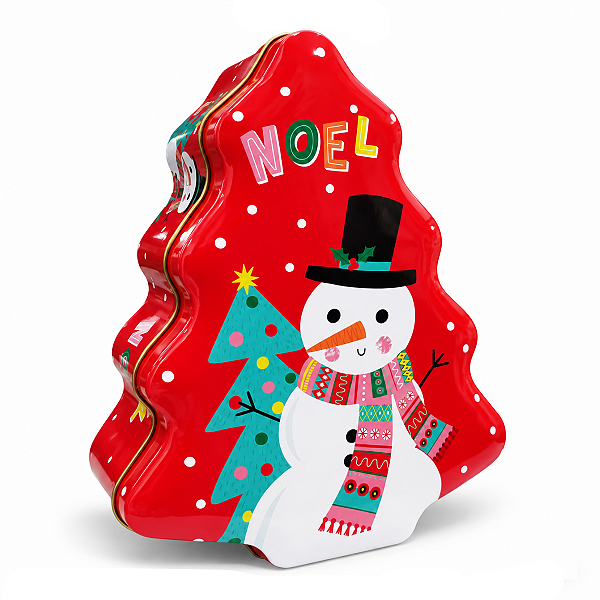 Lata Decorativa Árvore de Natal Boneco de Neve 15x18cm