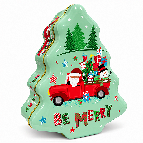 Lata Decorativa Árvore de Natal Carro 15x18cm