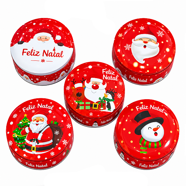 Lata Natalina Pequena Para Vela Doces 7cm