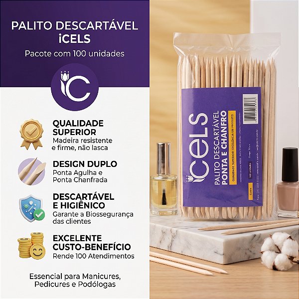 PALITO DESCARTAVEL PONTA E CHANFRO CELS C/100