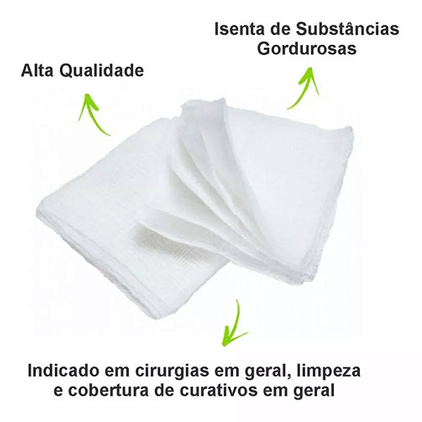 COMPRESSAS CIRÚRGICAS DE GAZE HIDRÓFILO 9F C/ 500 COMPRESSAS