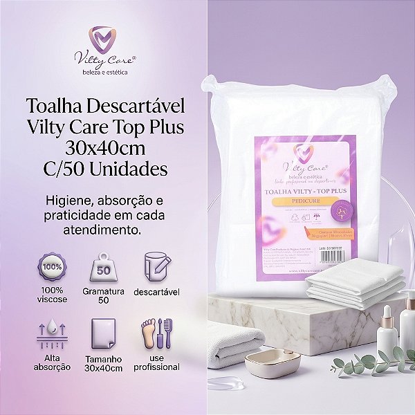 TOALHA DESCARTAVEL VILTY CARE 30X40 C/50