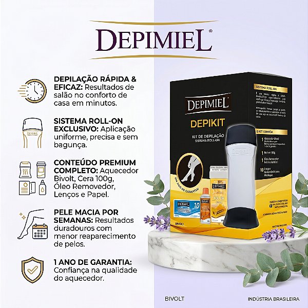 APARELHO DEPILATÓRIO DEPIMIEL KIT BIVOLT CABO MÓVEL 2 PINOS 1747