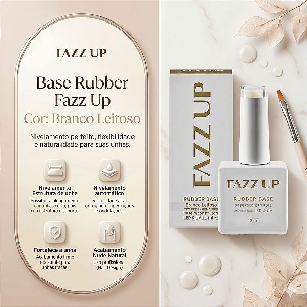 BASE RUBBER RECONSTRUTORA BRANCO LEITOSO FAZZ UP 12ML