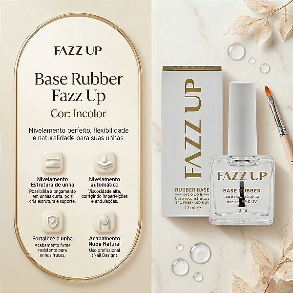 BASE RUBBER RECONSTRUTORA INCOLOR FAZZ UP 12ML