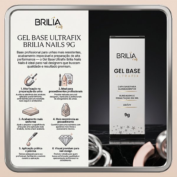 GEL BASE ULTRAFIX BRILIA NAILS 9G - ALTA ADERÊNCIA E PROTEÇÃO