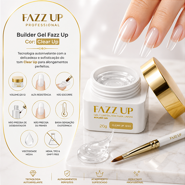 BUILDER GEL FAZZ UP PROFISSIONAL CLEAR UP – GEL CONSTRUTOR CONTROL 20G