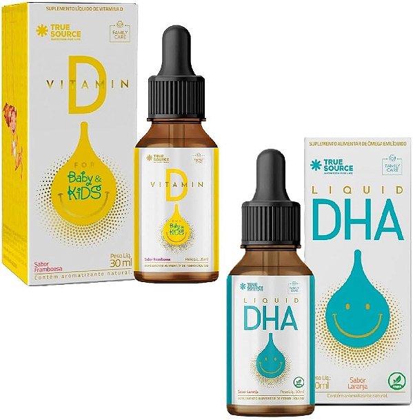 Combo Vitamina D Baby & Kids em gotas + DHA Líquido - True Source