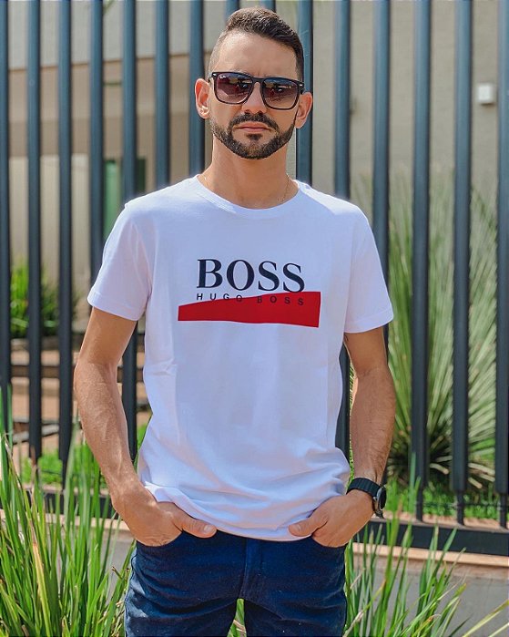Camiseta HUGO BOSS Basic Branca Prensado Red - HERRERA BRAND