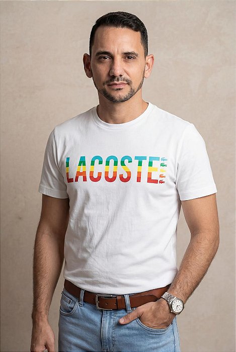 Camiseta Lacoste Polaroid Branca