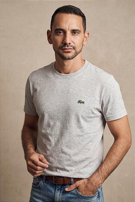 Camiseta Lacoste Clássica Cinza Claro Mescla