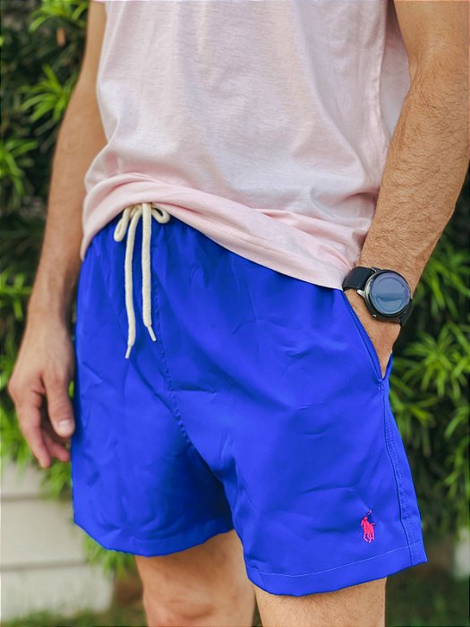Shorts Beach Ralph Lauren Azul Bic Pony Pink