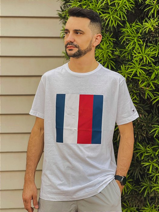 Camiseta Flag Box Logo Camuflada Off White