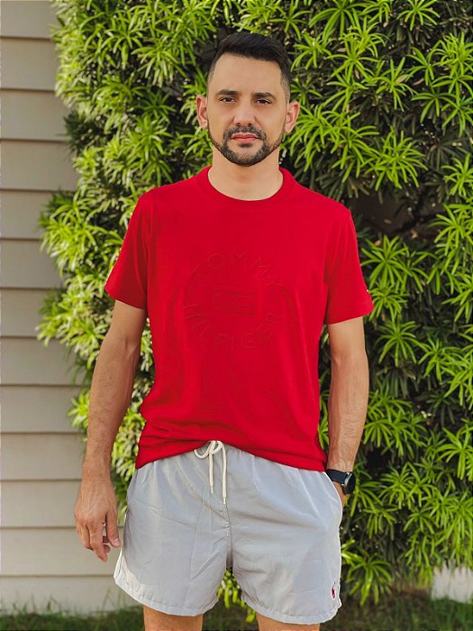 Camiseta Slim Fit Emboss Block Vermelho Red