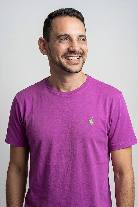 Camiseta Ralph Lauren Masculina Custom Slim Fit Uva Pony Lima