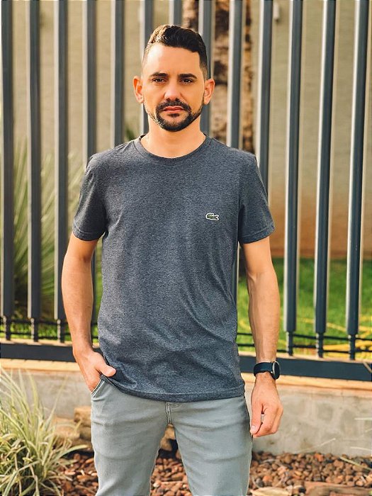 Camiseta Lacoste Clássica Cinza Mescla