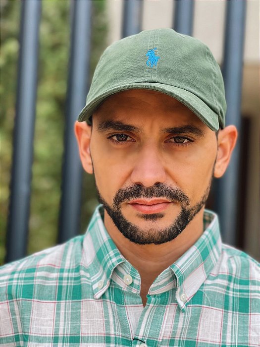 Boné Ralph Lauren Classic Verde Militar Pony Azul