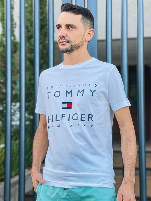 Camiseta Tommy Hilfiger Slim Fit Established 1985 Branca