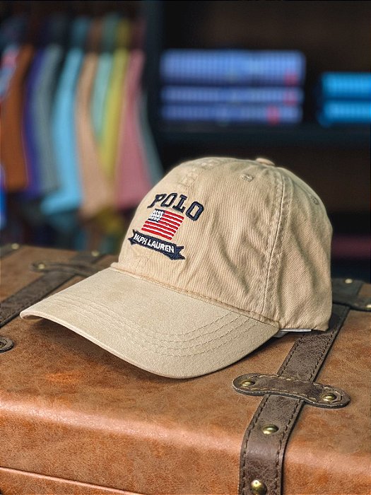 Boné Ralph Lauren Flag U.S.A Ocre