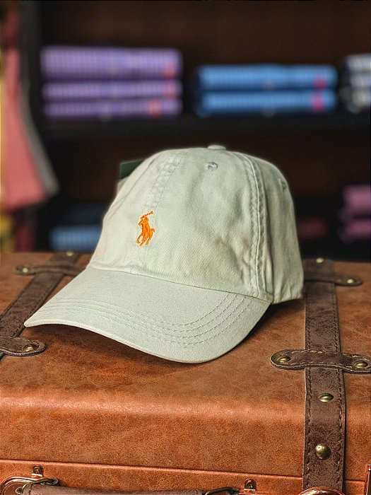 Boné Ralph Lauren Classic Verde Piscina Pony Laranja