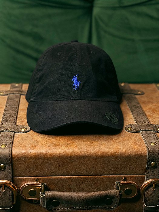 Boné Ralph Lauren Classic Preto Pony Azul Bic