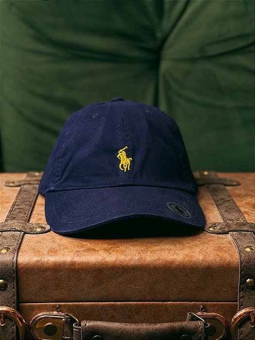 Boné Ralph Lauren Classic Azul Marinho Pony Amarelo