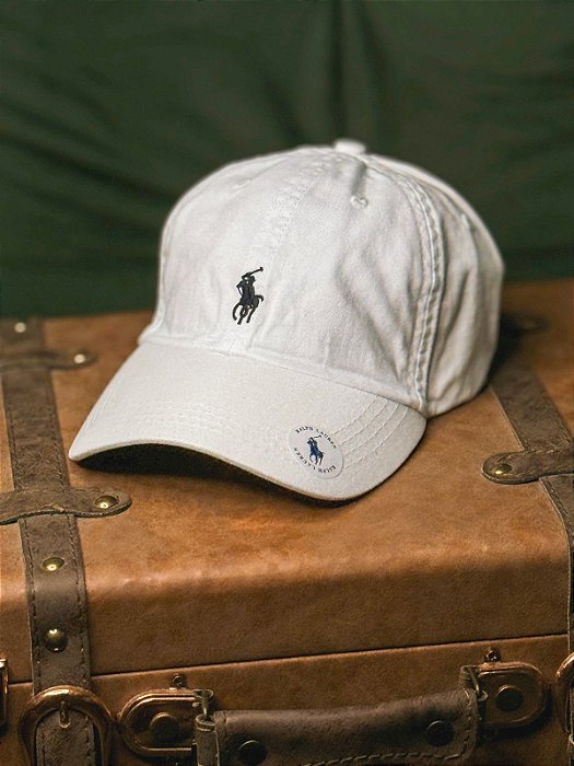 Boné Ralph Lauren Classic Branco Pony Azul Noite
