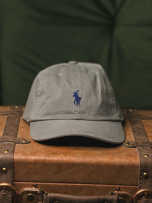 Boné Ralph Lauren Classic Cinza Pony Azul Bic